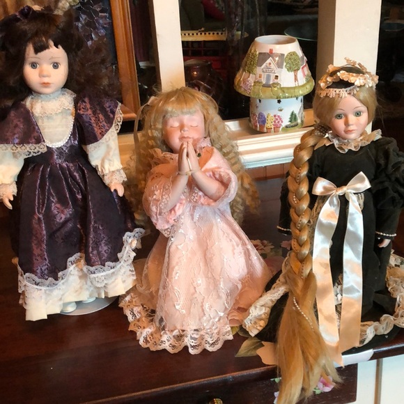 Toys Vintage Collectable Porcelain Dolls On Stands Set Of 3 Poshmark